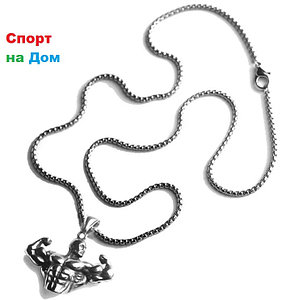 Цепочка с кулоном, "бодибилдер" (цвет-серебро), фото 2