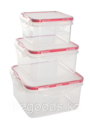 Комплект герметичных контейнеров для продуктов Amore квадратных 0,4 л + 0,7 л + 1,2 л - фото 1 - id-p71154507
