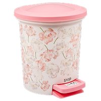 Контейнер для мусора с педалью 6 л декор Цветы
