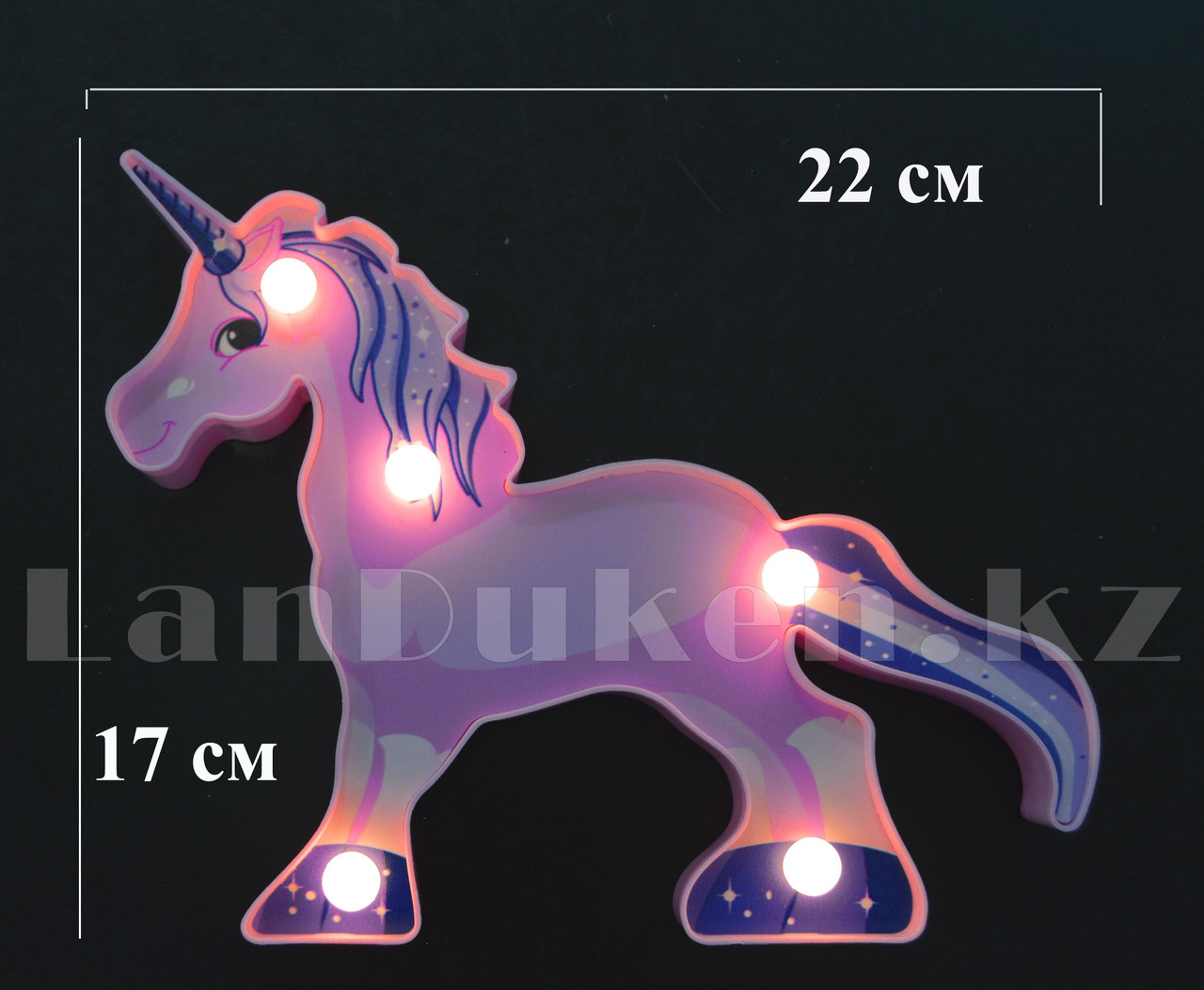 Светильник Единорог ночник розовый единорог 17 x 22 см 5 ламп (на батарейках) - фото 1 - id-p71257124