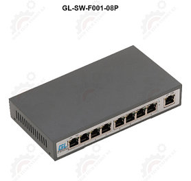 Коммутатор GIGALINK, неупр., 8 PoE (802.3af/at) портов 100Мбит/с, 1 Uplink порт 100Мбит/с, 120Вт