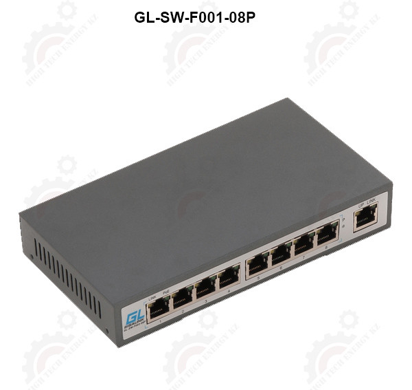 Коммутатор GIGALINK, неупр., 8 PoE (802.3af/at) портов 100Мбит/с, 1 Uplink порт 100Мбит/с, 120Вт - фото 1 - id-p71262483