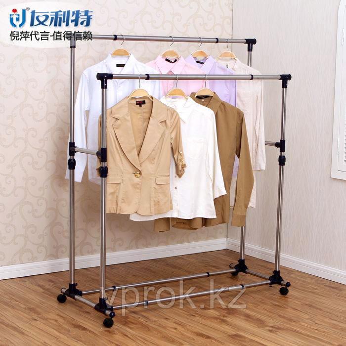 Вешалка для одежды напольная двойная, регулируемая 87-130x57x100-165 см ...