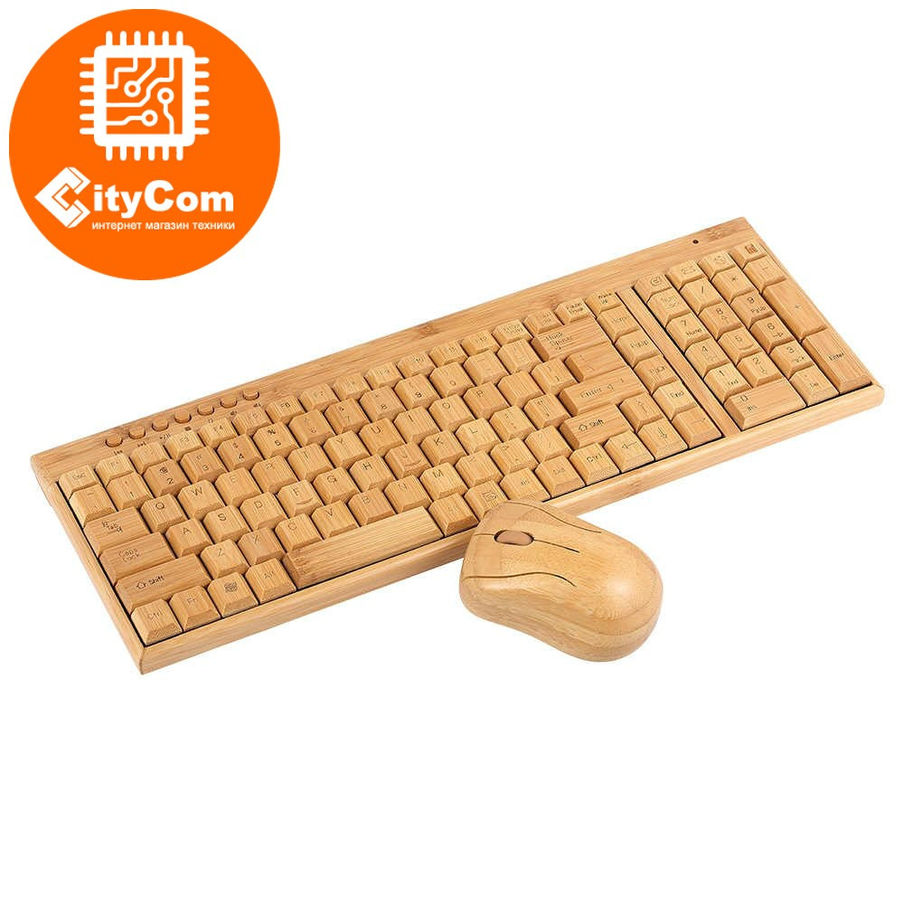Беспроводная бамбуковая клавиатура + мышь, деревянная клавиатура из цельного бамбука, классическая Арт.1692 - фото 1