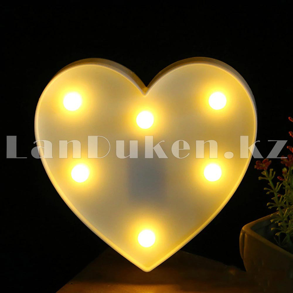 Светильник Сердце ночник белое сердце 12 x 12 см 6 ламп (на батарейках) - фото 2 - id-p71255879