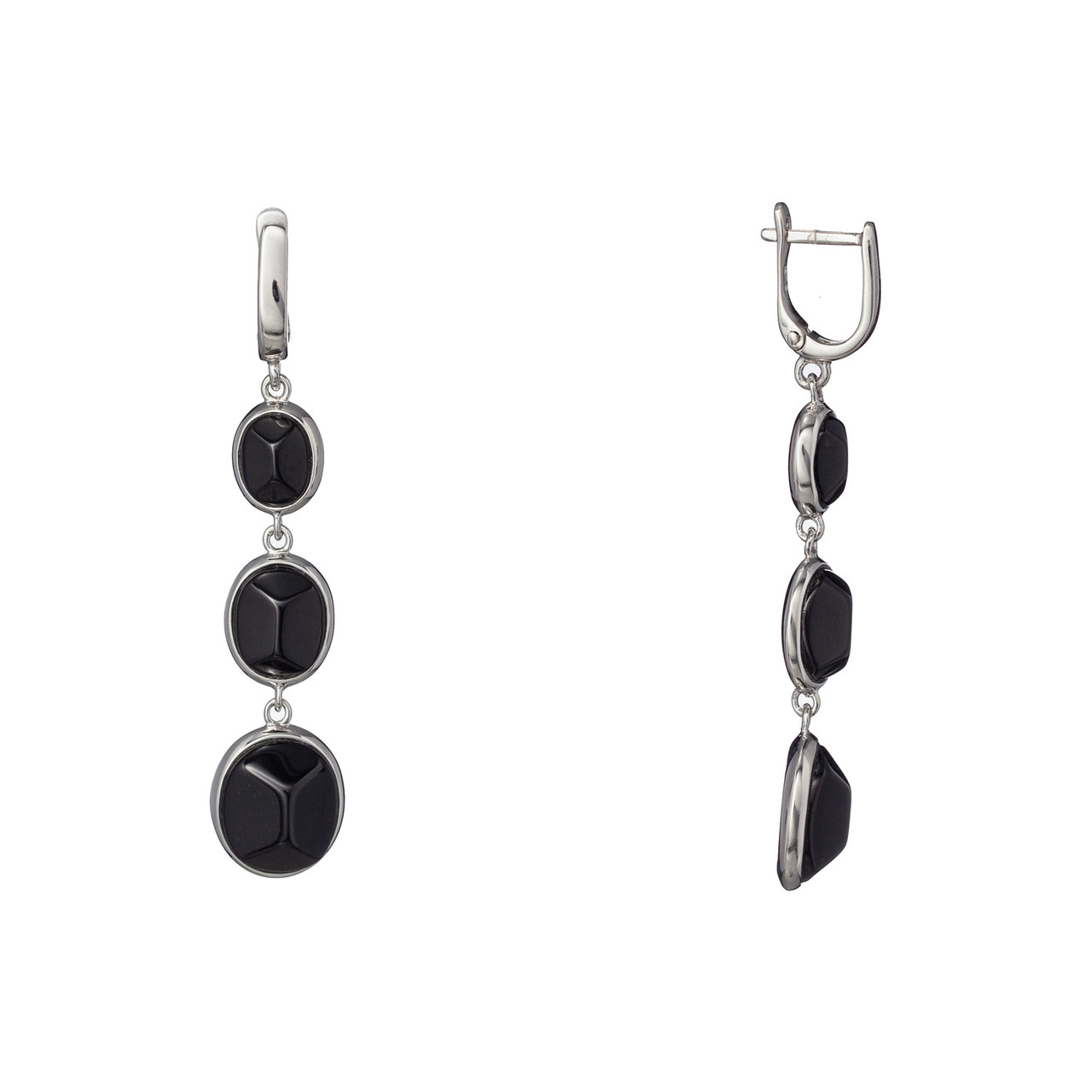Серебряные серьги с натуральными камнями Brosh Jewellery (Серебро 925) (черный Оникс)