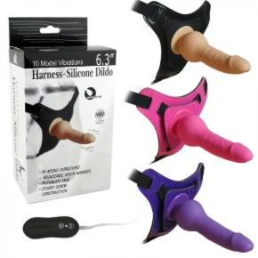 Страпон "Harness - Silicone Dildo" с вибрацией, L 14.5 см D 2.5 - 4.0 см, силикон