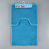 Набор ковриков для ванны и туалета 2 шт 40х50, 50х80 см "Букли" цвет синий, фото 6