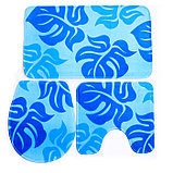 Набор ковриков для ванны и туалета Доляна «Голубые листья», 3 шт: 41×45, 40×50, 45×75 см, фото 3