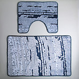 Набор ковриков для ванны и туалета Доляна «Блик», 2 шт: 40×50, 50×80 см, цвет синий, фото 2