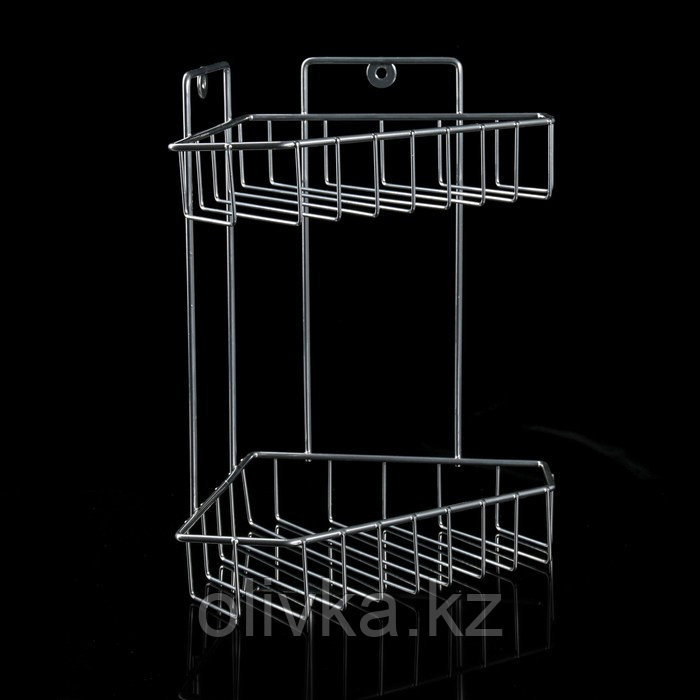 Полка угловая трапециевидная 2-х ярусная, 25×18×28 см, цвет хром