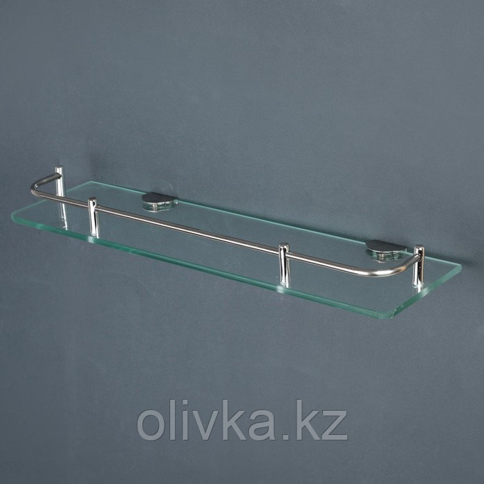 Полка для ванной комнаты, 40×12×6 см, нержавеющая сталь, стекло
