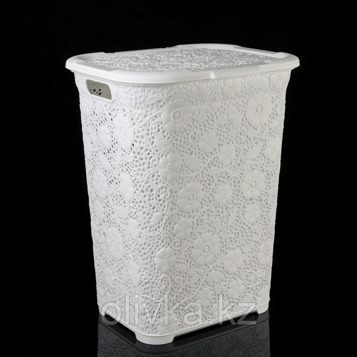 Корзина для белья с крышкой DDSTYLE «Ажурная», 50 л, 35×43×56 см, цвет МИКС