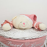Корзина универсальная плетёная с крышкой Доляна «Медвежонок розовый», 36×36×40 см, фото 3