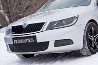 Зимняя заглушка решетки переднего бампера Skoda Octavia 2008-2013, фото 2