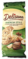 Delisana Cookies American style печенье с орехом и шоколадом 180гр