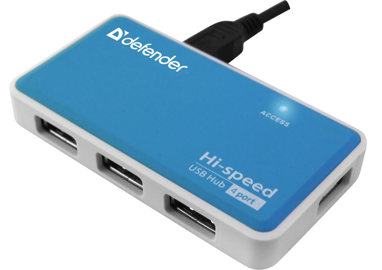 Defender 83503  USB разветвитель универсальный Quadro Power USB2.0, 4 порта, блок питания 2A