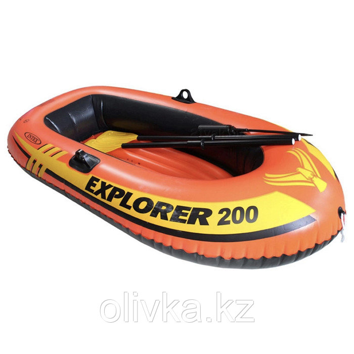Лодка Explorer Pro 200, 2 местая, 196 х 102 х 33 см, вёсла, насос, от 6 лет, до 120 кг, 58357NP INTEX