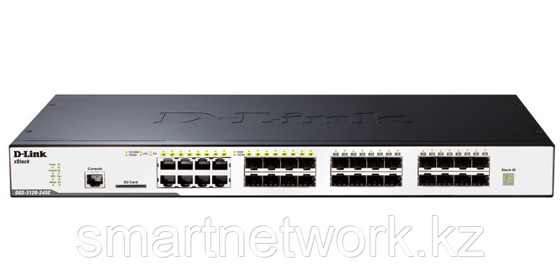Управляемый стекируемый коммутатор уровня 2+ с 16 портами 100/1000Base-X SFP, 8 комбо-портами 100/1000Base-T/S