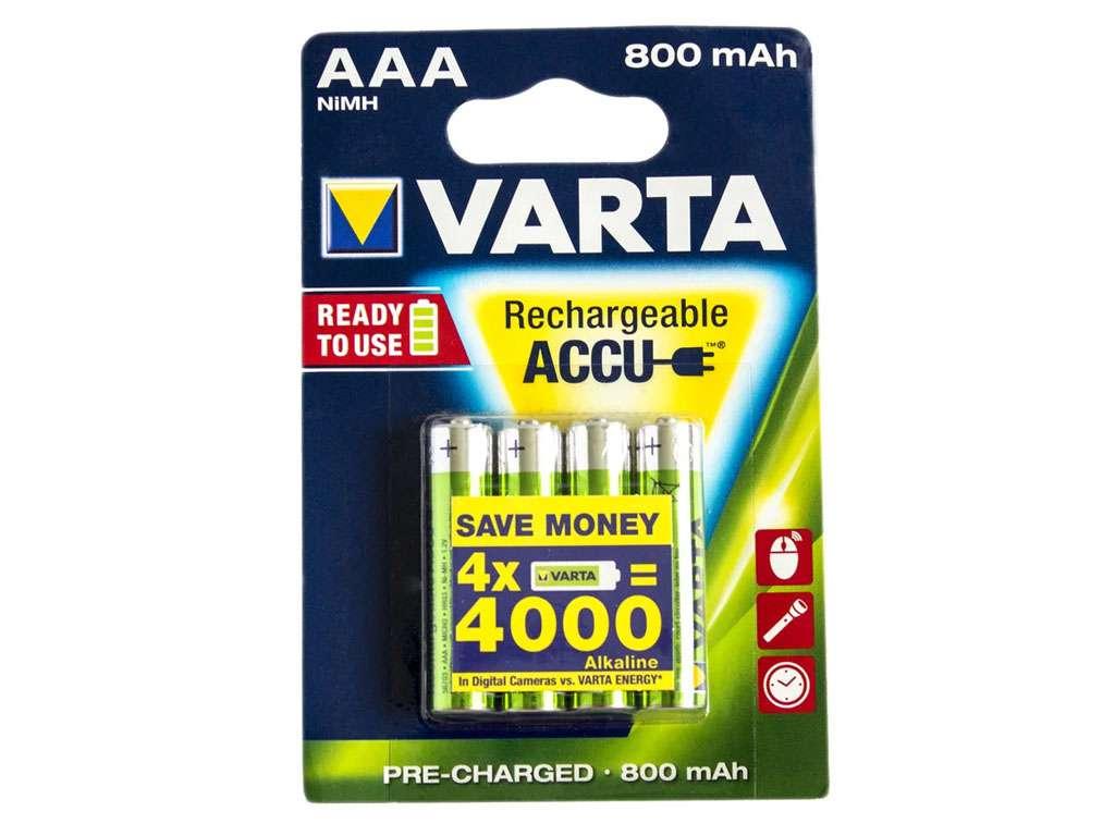 Аккумулятор Varta ААА (мизинчиковые) 800 mAh (4 шт/упак)