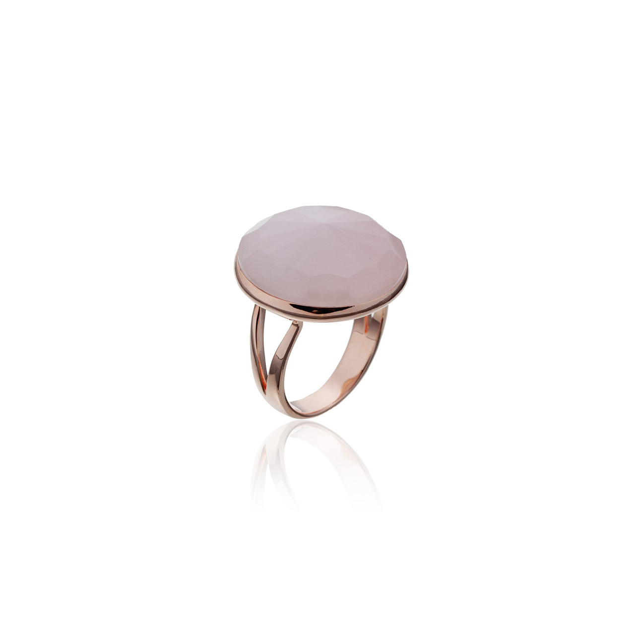Серебряное кольцо с натуральными камнями Brosh Jewellery (Серебро 925) Золочение, вставка Розовый Кварц.