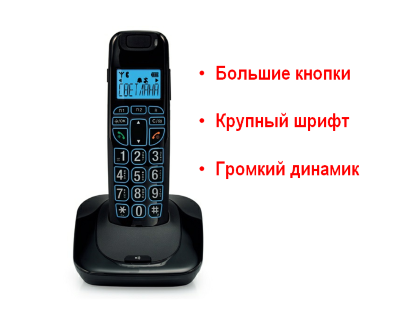 Домашний беспроводной телефон для пожилых с большими кнопками, громким динамиком, подсветкой дисплея и кнопок - фото 1 - id-p71444926