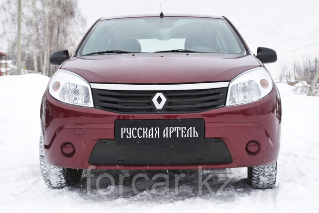 Зимняя заглушка решетки переднего бампера Renault Sandero 2009-2013, фото 2