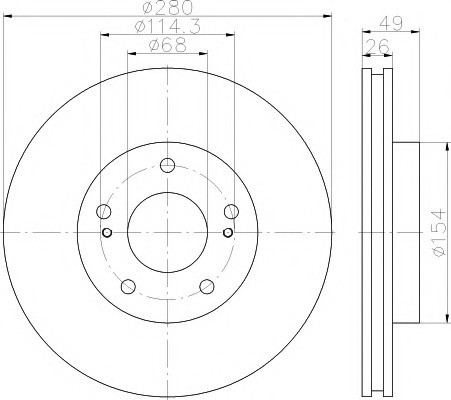 Тормозные диски Nissan Maxima A32 (95-00, передние, Veka, tn26)