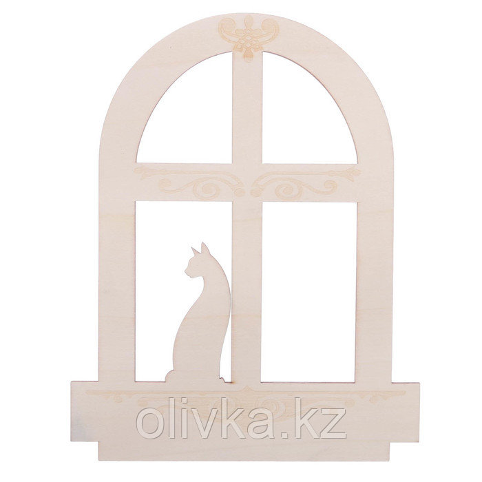 Заготовка деревянная "Кошка на окошке", 22 х 28 х 0,4 см