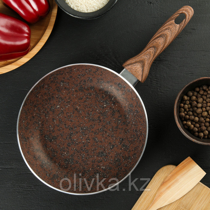 Сковорода 20 см Mountain Brown, антипригарное гранитное покрытие, ручка soft-touch, индукционное дно