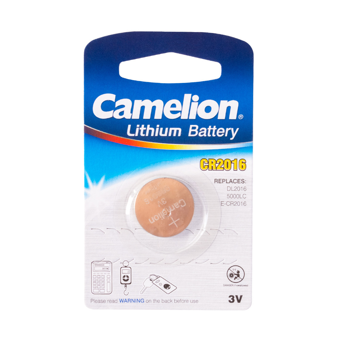 Camelion CR2016-BP1 Батарейка Lithium Battery, CR2016, 3V, 220 mAh, 1 шт. - фото 1 - id-p71495283