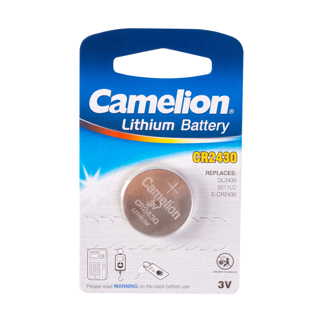 Camelion CR2430-BP1 Батарейка Lithium Battery, CR2430, 3V, 220 mAh, 1 шт. - фото 1 - id-p71495377