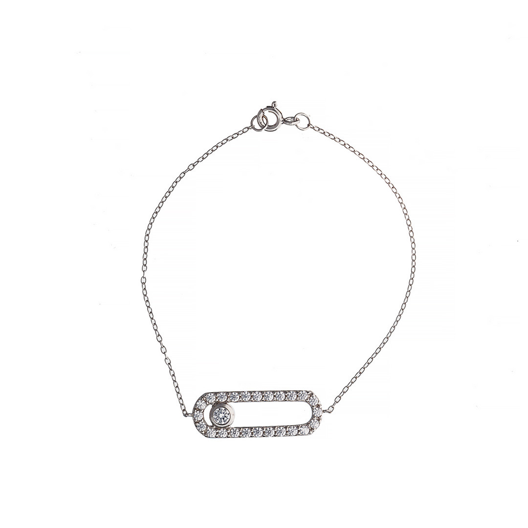 Серебряный браслет г Brosh Jewellery (Серебро 925) покрытие родий, вставка фианит.
