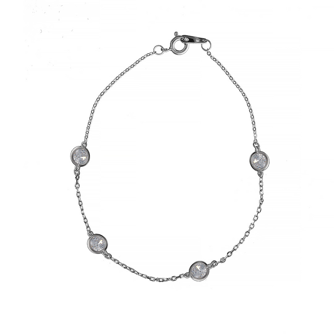 Серебряный браслет для ног Brosh Jewellery (Серебро 925) покрытие родий, вставка фианит.
