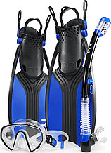 Комплект для плавания "TYR Voyager" (маска + трубка + ласты), цвет: голубой, черный, размер М (40-43)