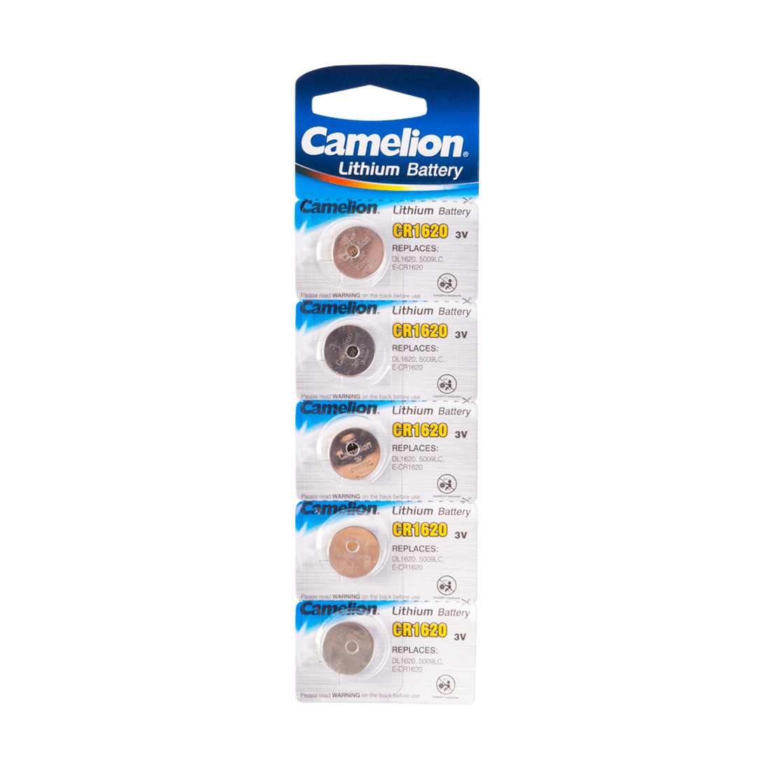CAMELION CR1620-BP5 Батарейка Lithium Battery, CR1620, 3V, 220 mAh, 5 шт. в блистере