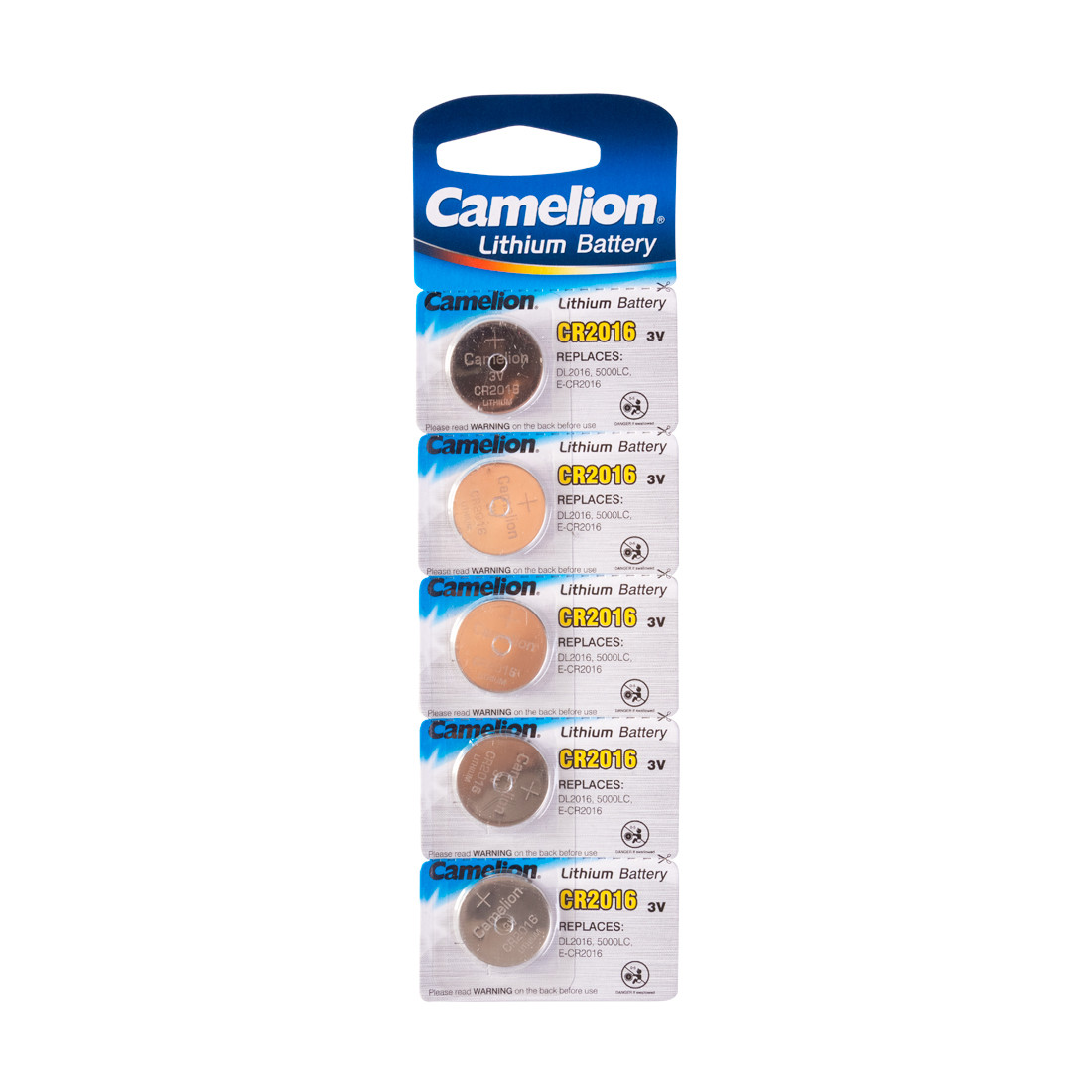 Camelion CR2016-BP5 Батарейка Lithium Battery, CR2016, 3V, 220 mAh, 5 шт. Блистер - фото 1 - id-p71503686