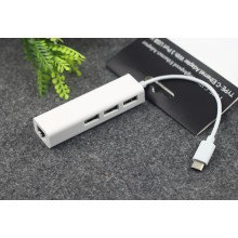 Адаптер (переходник) USB Type-C to Ethernet +USB 2.0 multiple USB Hub, фото 2
