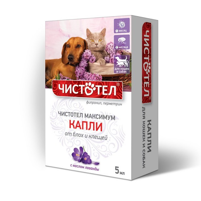 Капли Чистотел Максимум от блох и клещей для кошек и собак