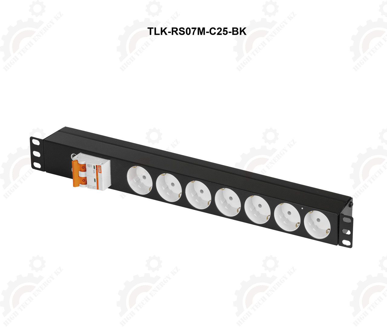 Блок электрических розеток TLK, 19" на 7 гнезд, с автоматом 2P 25A - фото 1 - id-p71532430