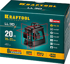 Нивелир лазерный "LL-3D" 360 градусов, 20м / 70м (детектор), сверхъяркий KRAFTOOL 34640, фото 3