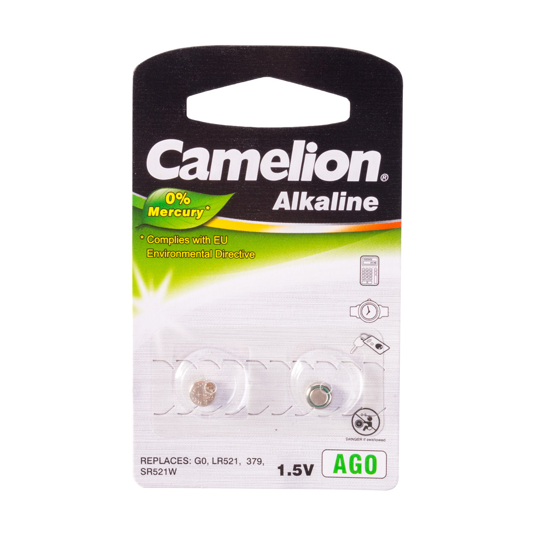 CAMELION AG0-BP2(0%Hg) Батарейка Alkaline, тип AG0, 1.5V, 0% Ртути, 2 шт. в блистере