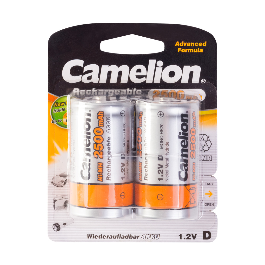 CAMELION NH-D2500BP2 Аккумуляторная батарея Alkaline, тип D, 1.2V, 2500 mAh, 2 шт., Блистер