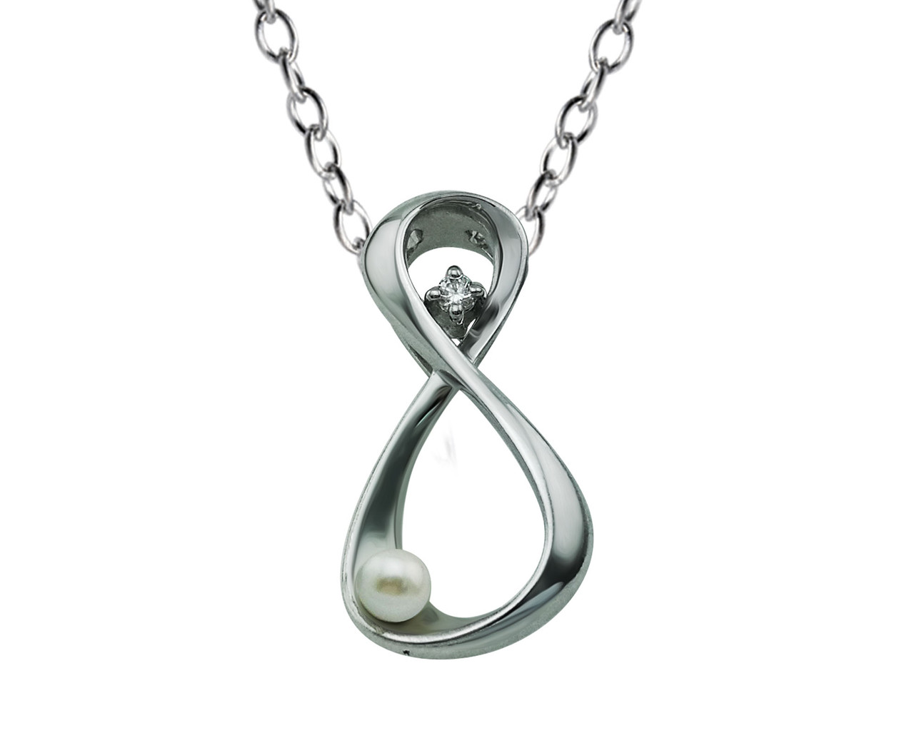 Серебряный кулон Brosh Jewellery (Серебро 925) покрытие родий, вставка Цирконийи Жемчуг.
