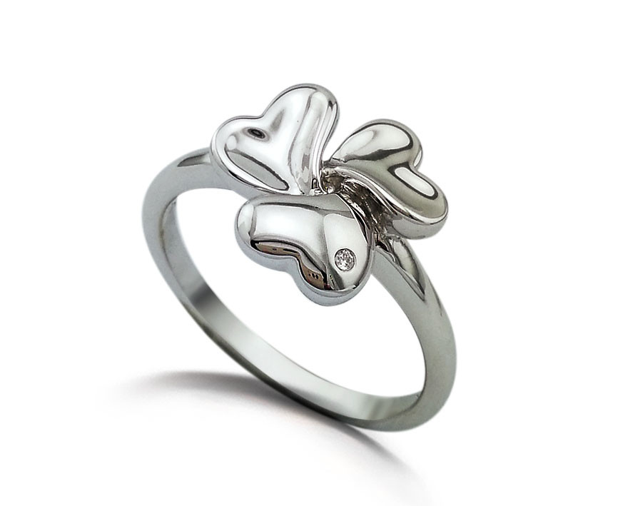 Кольцо Brosh Jewellery Серебро 925 (серебряный) Покрытие родий, вставка Бриллиант.