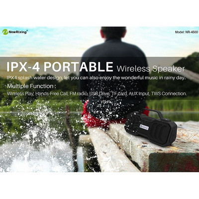 Беспроводная портативная Bluetooth колонка + Power Bank на 2000 mAh, New Rixing NR-4500 black - фото 8 - id-p71539682
