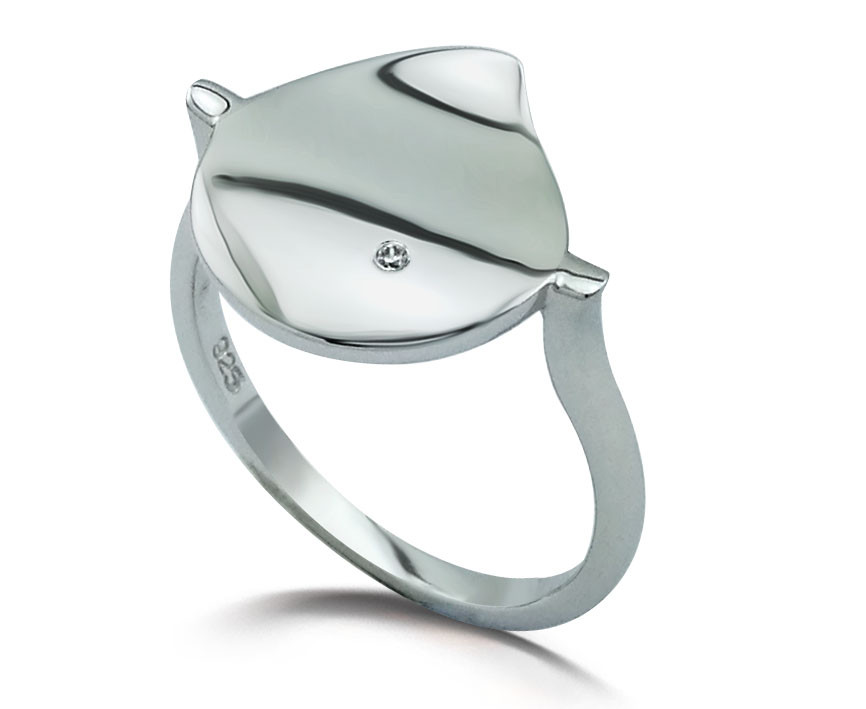 Кольцо Brosh Jewellery Серебро 925 (серебряный) Покрытие родий, вставка Бриллиант.