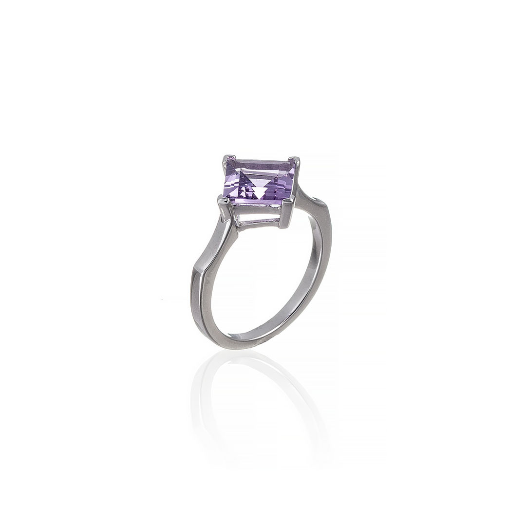 Кольцо Brosh Jewellery Серебро 925 (серебряный) Покрытие родий, вставка Аметист..