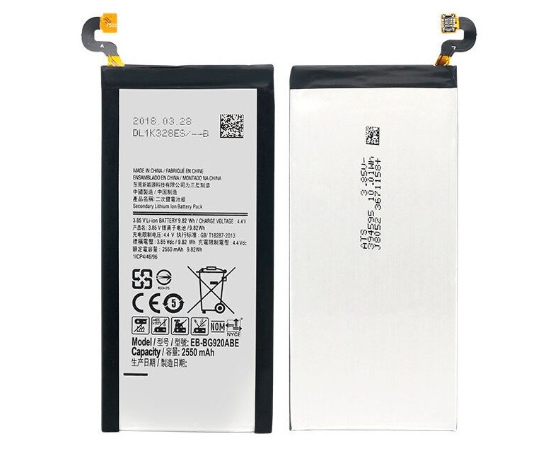 Заводской аккумулятор для Samsung Galaxy S6 G920F (EB-BG920ABE, 2550mah)