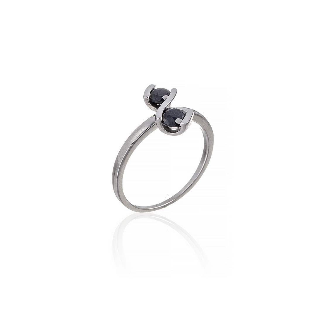 Кольцо Brosh Jewellery Серебро 925 (серебряный) Покрытие родий, вставка Сапфир.